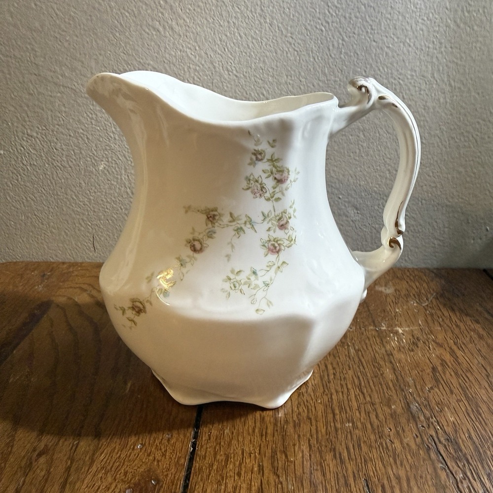 5.75" Antique Johnson Brothers England Semi Porcelain Pitcher Pink Rose Floral